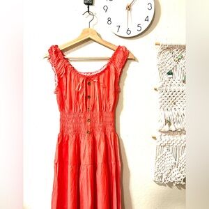 Ost Vibrant Coral Midi Dress
